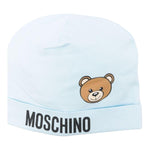 Moschino Cappello Tinta Unita con Stampa Logo per Neonato MUX05 AZZURRO MOSCHINO 