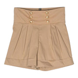 Balmain Short Tinta Unita Con Bottoni In Contrasto Beige Per Bambina