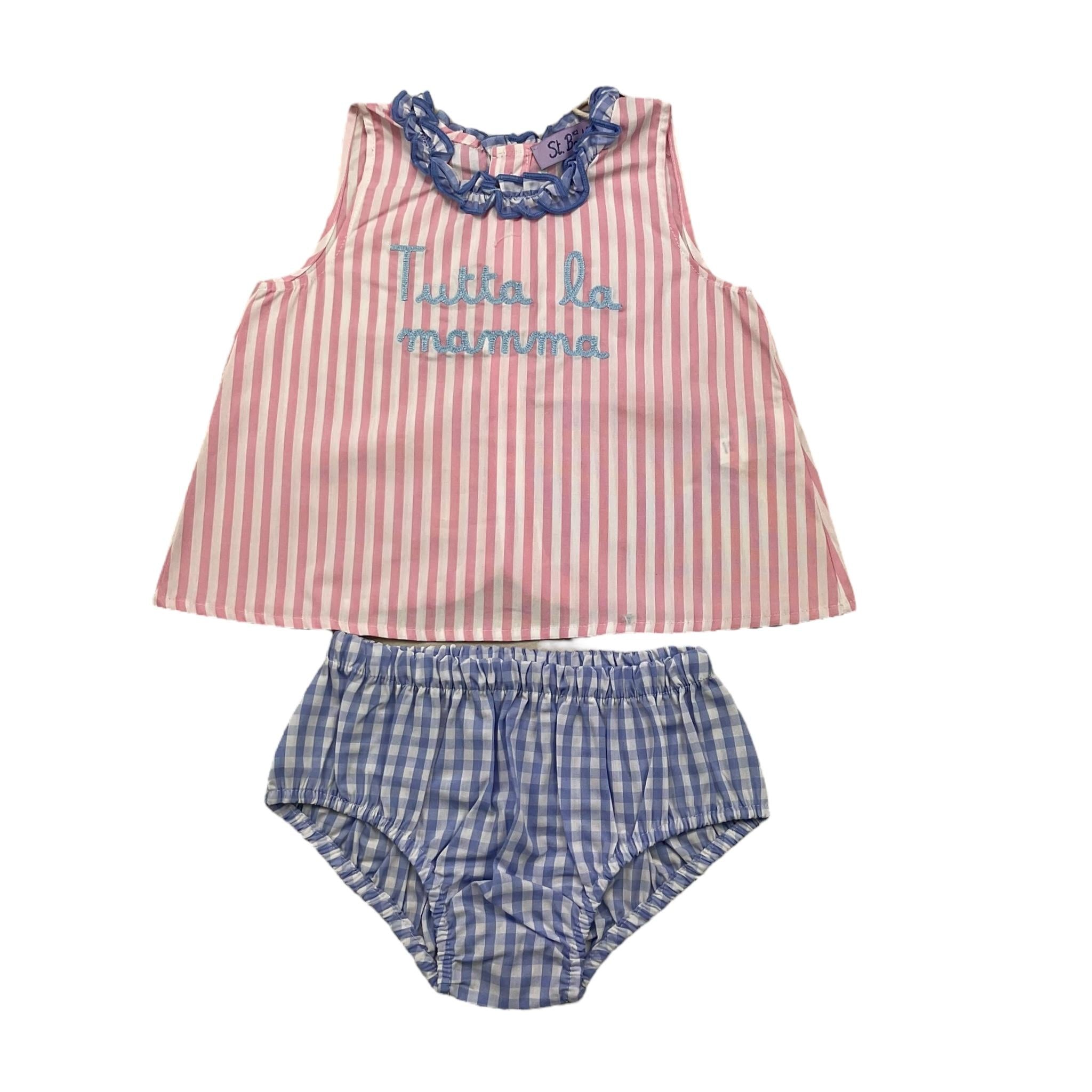 Saint Barth Completo 2 Pezzi Camicia-Coulotte Bicolore per Neonata ABB0002 ROSA SAINT BARTH 