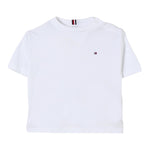 Tommy Hilfiger T-Shirt Girocollo Tinta Unita con Logo per Bambino KB0KB09601X BIANCO TOMMY HILFIGER 