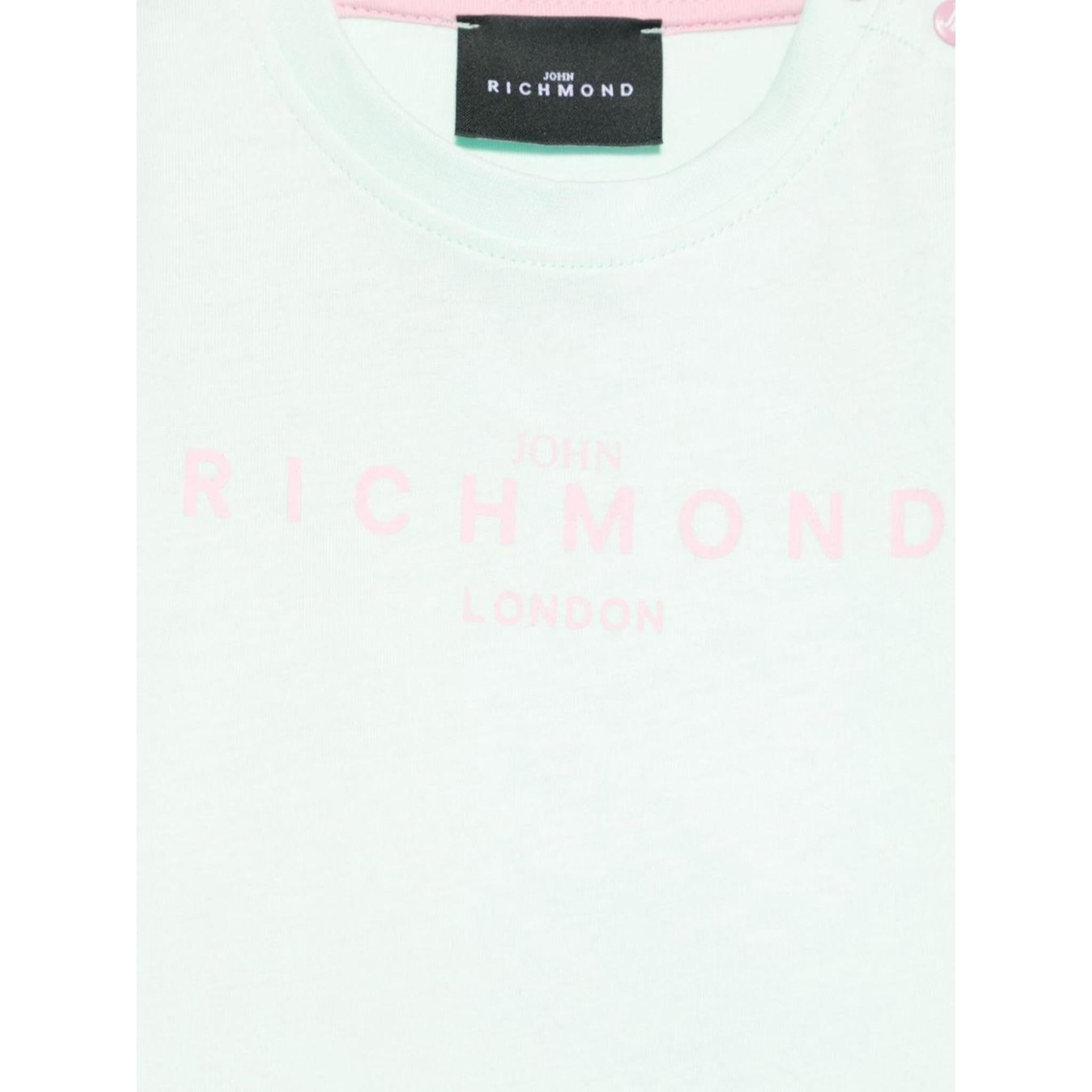 John Richmond T-Shirt Girocollo Tinta Unita con Stampa per Neonata RIP25002TSXXXX VERDE ACQUA JOHN RICHMOND 