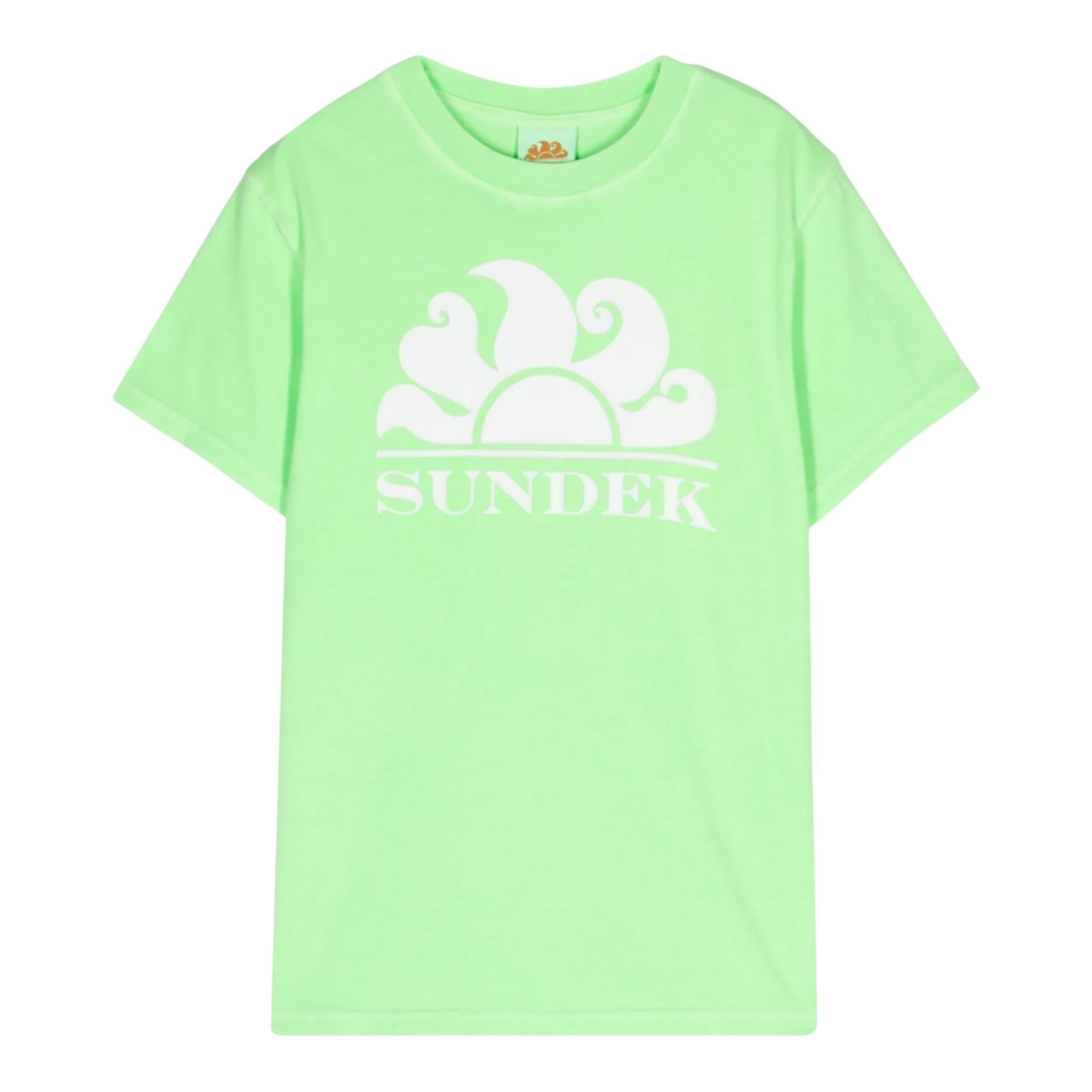 Sundek T-Shirt Girocollo Tinta Unita con Logo per Bambino B021TEJ78TC VERDE SUNDEK 