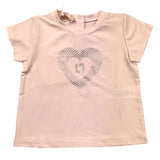 Liu Jo T-Shirt Girocollo Tinta Unita Con Stampa Brillantinata Rosa Per Neonata