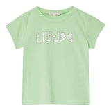 Liu Jo T-Shirt Girocollo Tinta Unita con Stampa per Bambina KA5081JXX VERDE LIU JO 