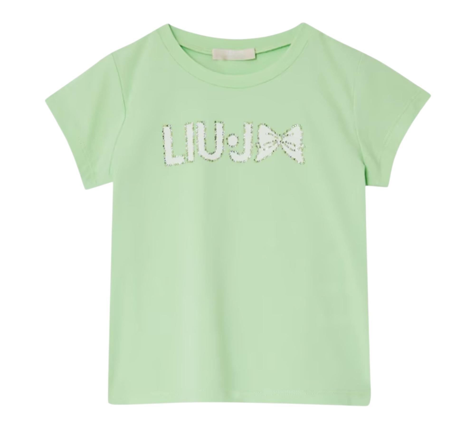 Liu Jo T-Shirt Girocollo Tinta Unita con Stampa per Bambina KA5081JXX VERDE LIU JO 