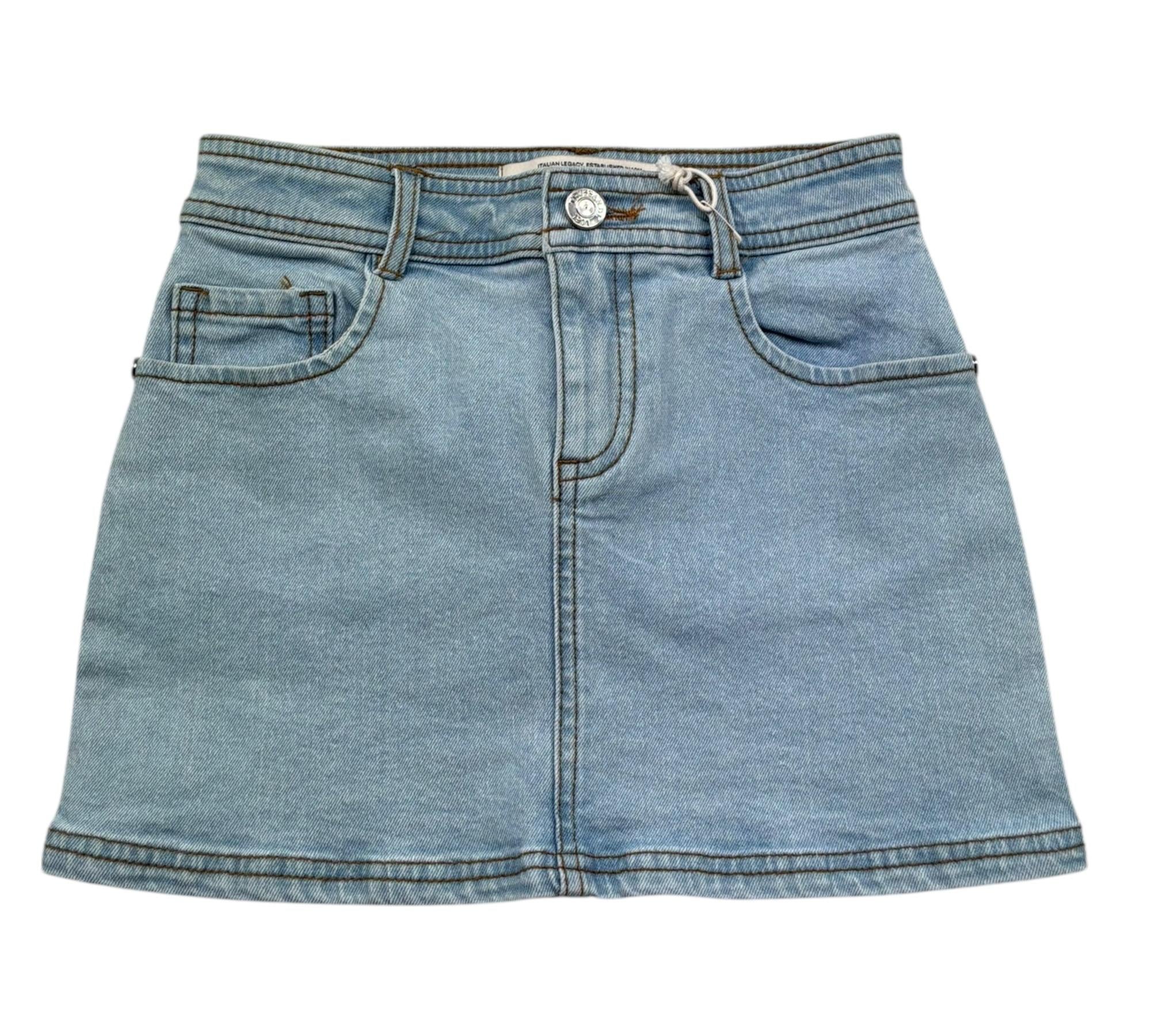 Trussardi Gonna In Denim Tinta Unita con Girovita Regolabile per Bambina TGP26020GO AZZURRO TRUSSARDI 