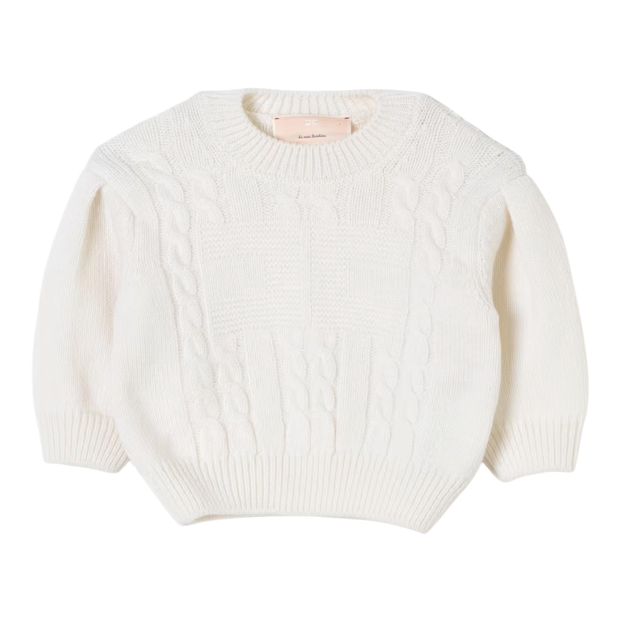 ELISABETTA FRANCHI maglia girocollo tinta unita con ricami Panna per Bambina EFMA140 PANNA ELISABETTA FRANCHI 