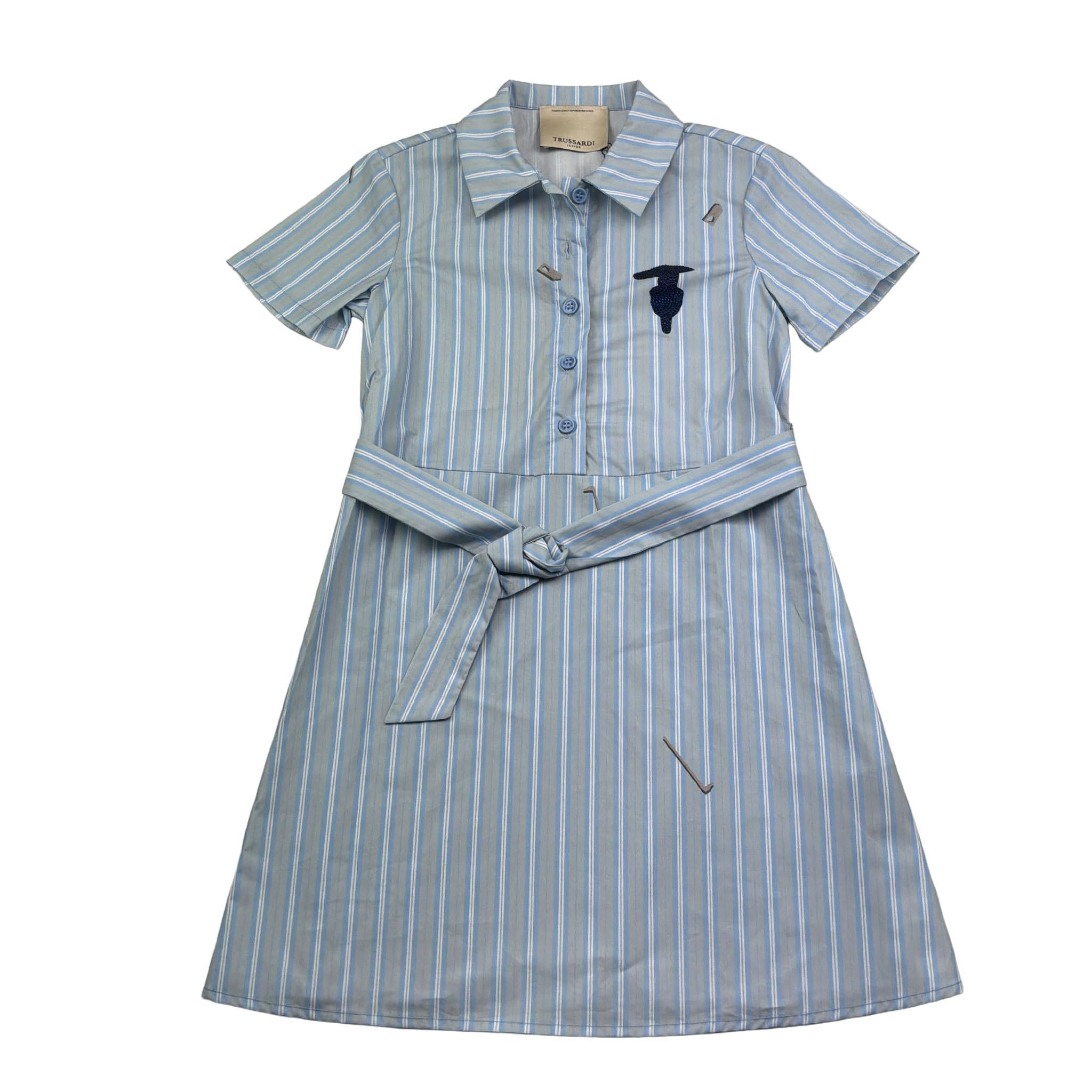 Trussardi Abito Mezza Manica Tinta Unita con Cinturino per Bambina TGP26039VE AZZURRO TRUSSARDI 