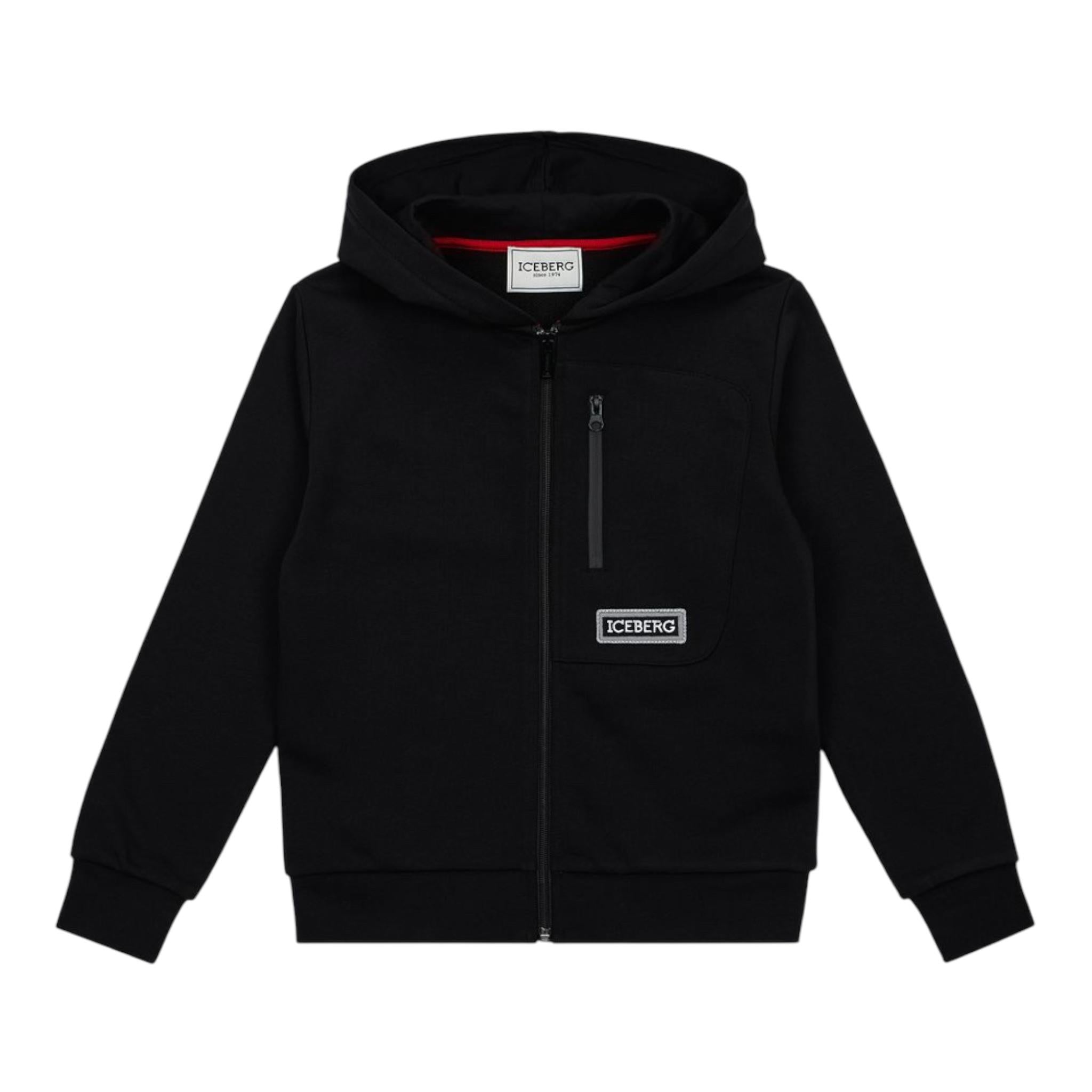 ICEBERG felpa con zip e cappuccio tinta unita Nero per Bambino MFICE5316J NERO ICEBERG 