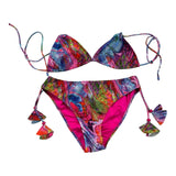 4Giveness 2-teiliger Badeanzug, Triangel-Slip, einfarbig mit Fuchsia-Muster für Mädchen