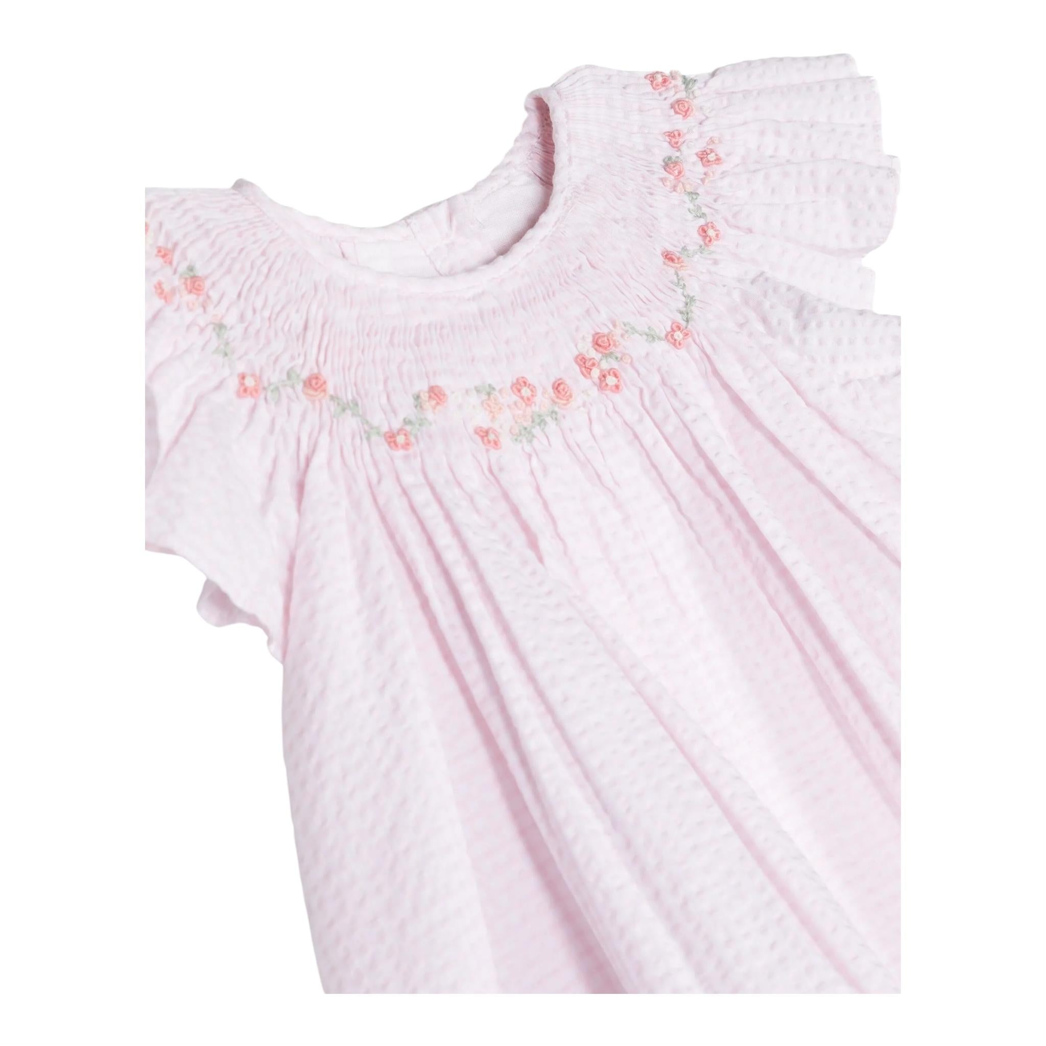 abito mezza manica fantasia quadretti e ricami fiori RBE11 ROSA TARTINE ET CHOCOLAT 