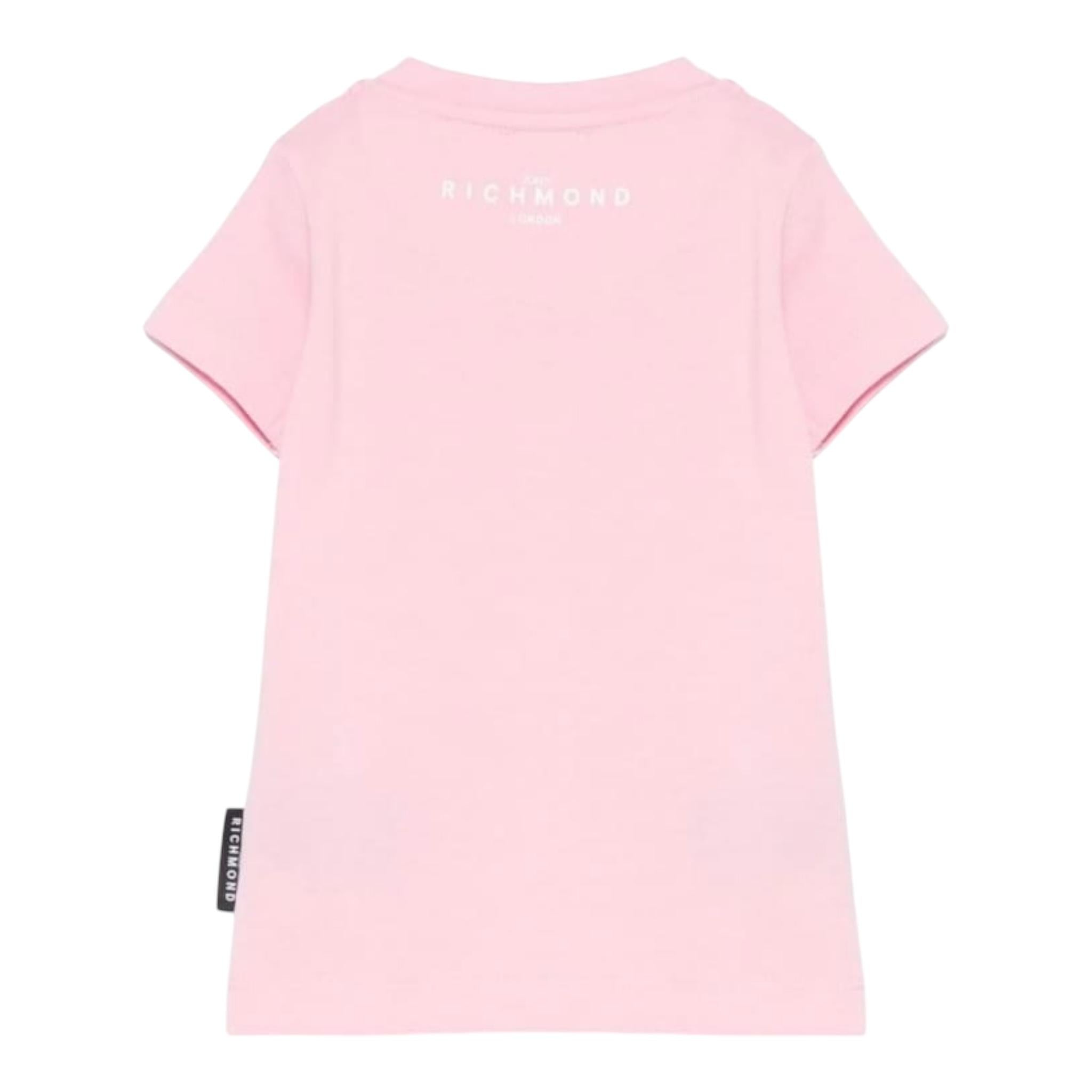 John Richmond T-Shirt Girocollo Tinta Unita con Stampa per Neonata RIP25002TSXXN ROSA JOHN RICHMOND 