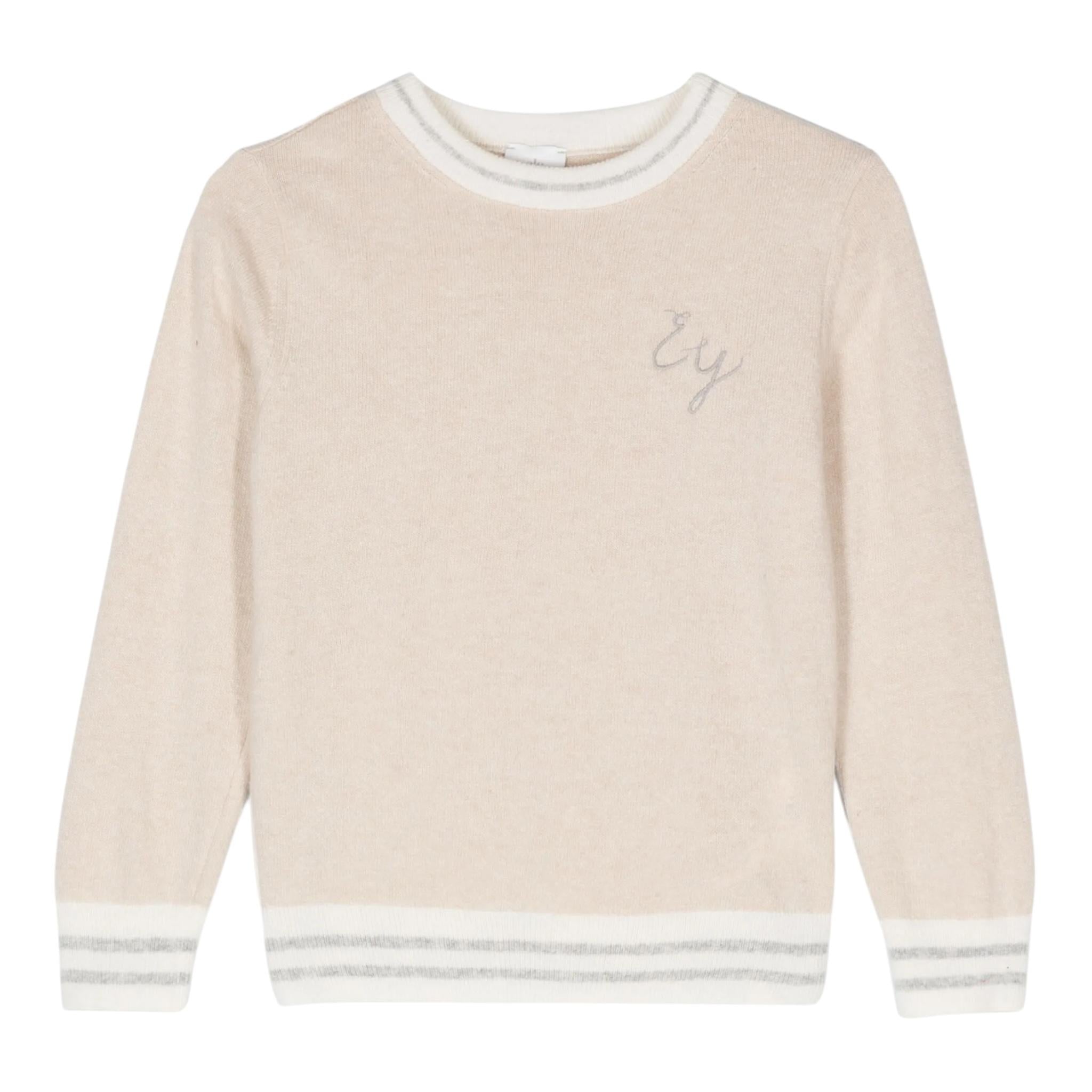 ELEVENTY maglia girocollo tinta unita con profili in contrasto Panna per Bambino EV9P00 PANNA ELEVENTY 