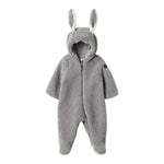 IL GUFO tutina tinta unita con orecchie e zip Grigio per Neonato A24NO058PE015 GRIGIO IL GUFO 