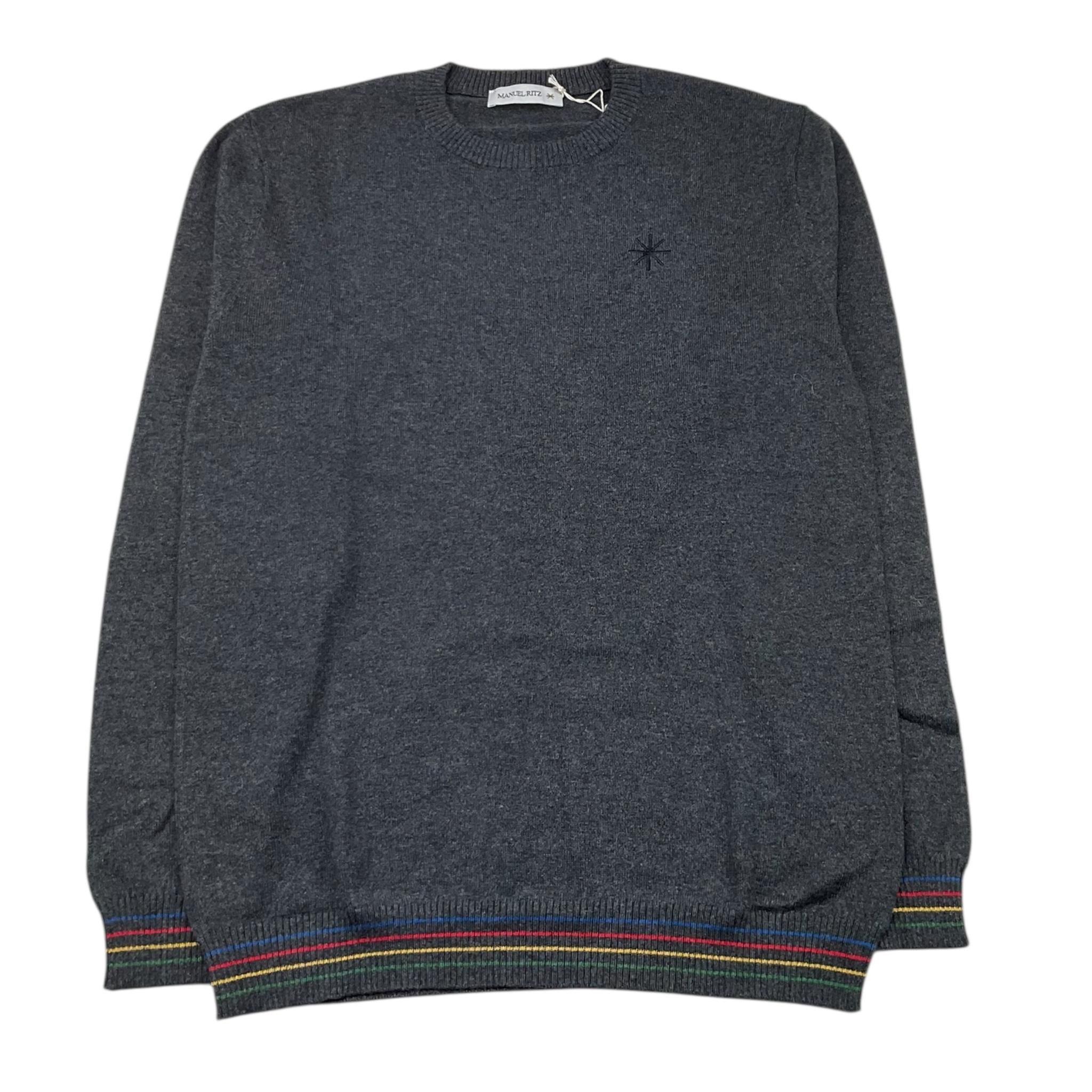 MANUEL RITZ maglia girocollo tinta unita con ricamo logo Grigio per Bambino MR2230 GRIGIO MANUEL RITZ 