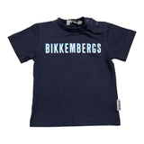 Bikkembergs T-Shirt Girocollo Tinta Unita Con Stampa Logo Blu Per Neonato
