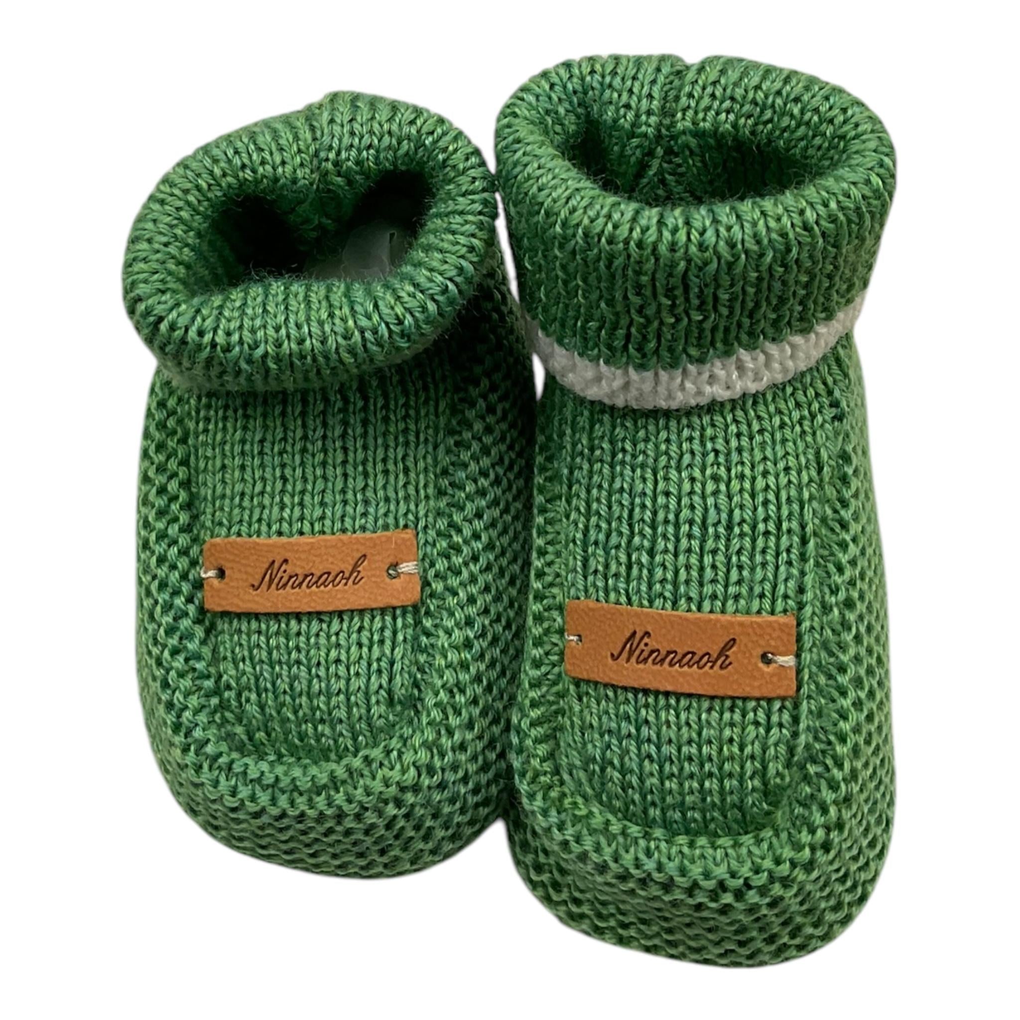 NINNAOH babbucce tinta unita con logo Verde per Neonato I2432BAB VERDE NINNAOH 