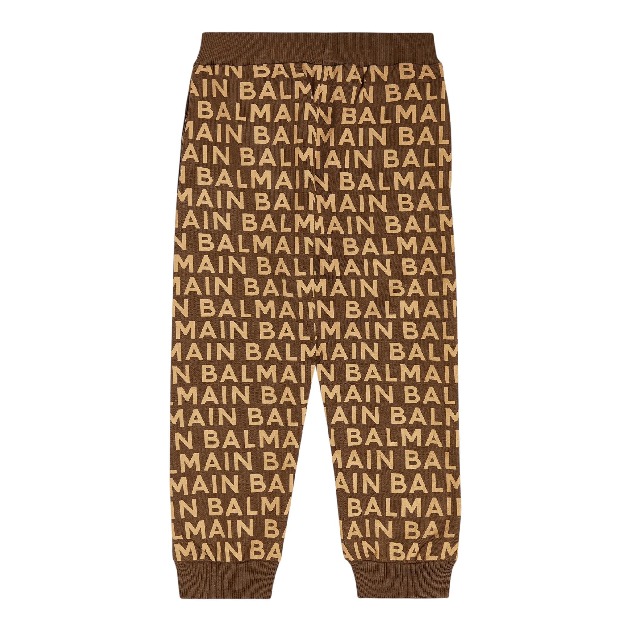 BALMAIN pantalone tuta tinta unita con stampe logo Beige per Bambino BT7Q40 BEIGE BALMAIN 