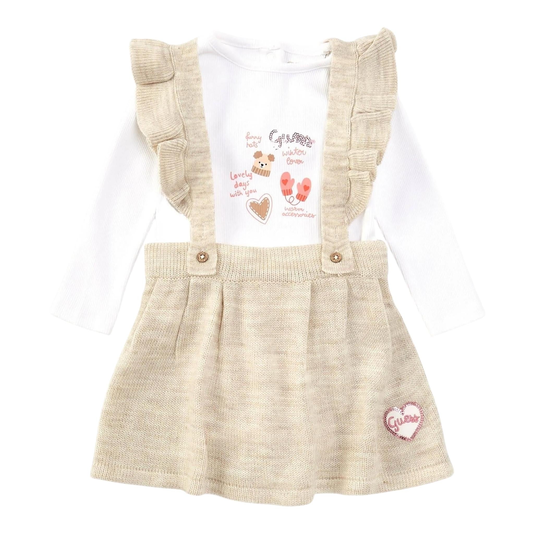 GUESS completo 2pz salopette-body Bianco/beige per Neonata A4BG11KCG51 BIANCO/BEIGE GUESS 