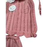 Juliana Completo 3 Pezzi Maglia-Ghettina-Cappello Rosa per Neonata 25029 ROSA JULIANA 