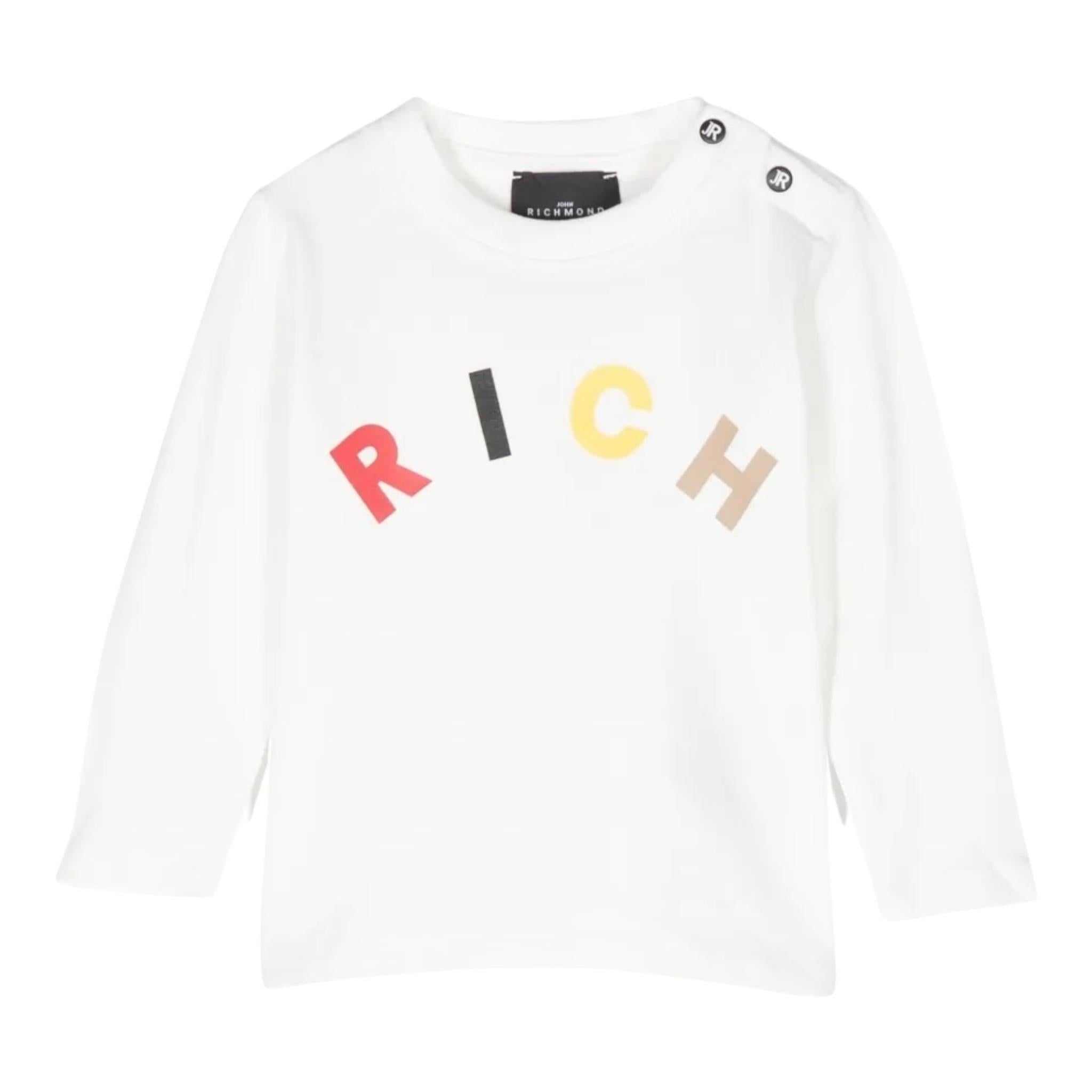 JOHN RICHMOND shirt girocollo tinta unita con stampa Bianco per Neonata RIA24066TS BIANCO JOHN RICHMOND 