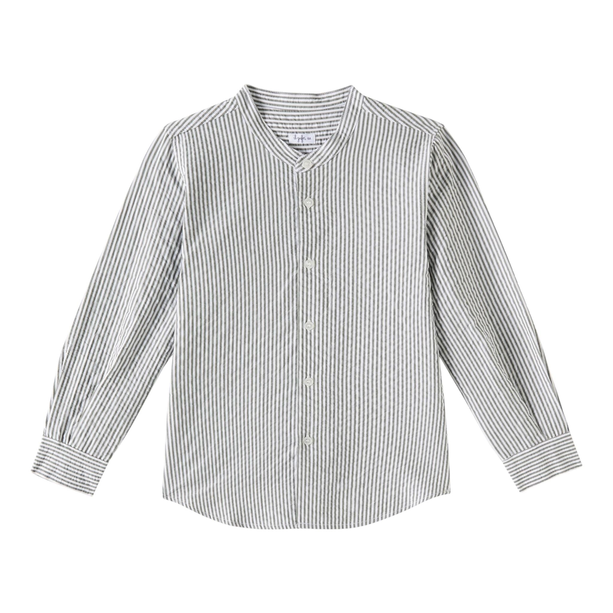 Il Gufo Camicia Manica Lunga Fantasia A Righe Collo Coreano per Bambino P25CL016C1080 BIANCO/GRIGIO IL GUFO 