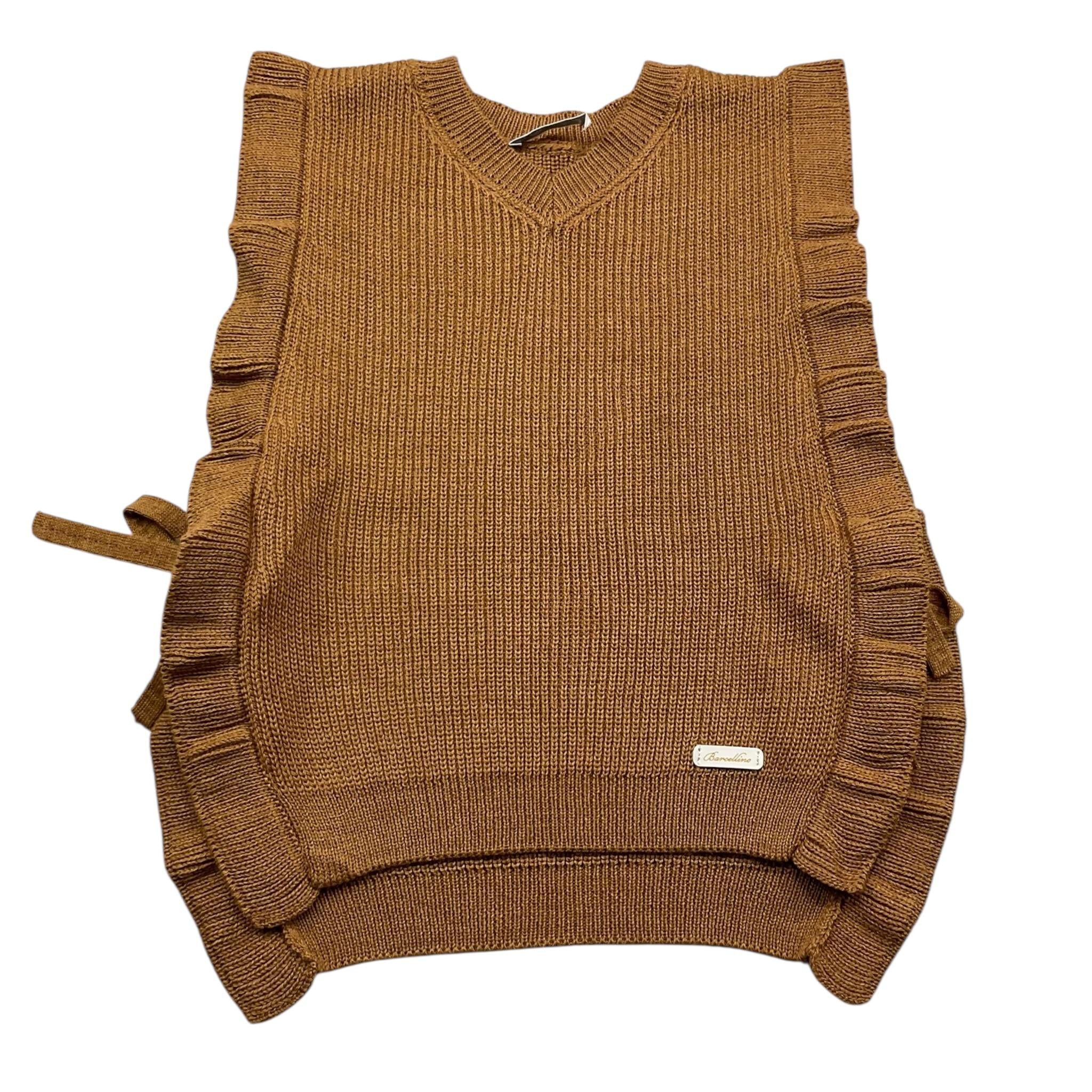 BARCELLINO gilet in filo tinta unita scollo a v  Cammello per Bambina 115425J CAMMELLO BARCELLINO 