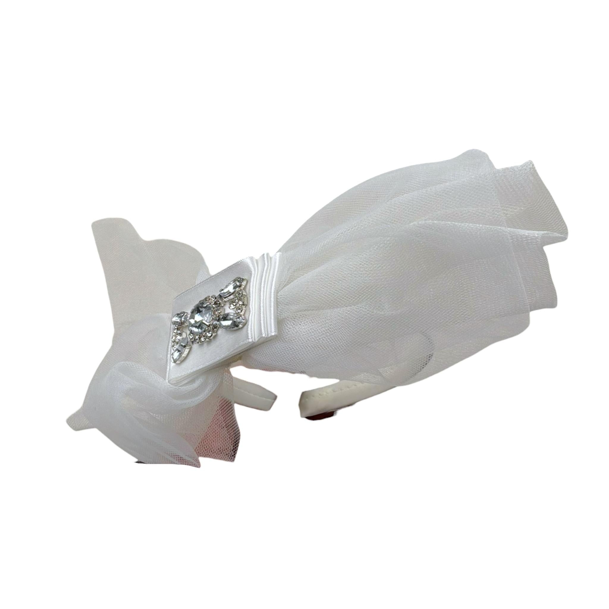 Les Gamins Cerchietto Tinta Unita con Brillantini per Bambina 101031 BIANCO LES GAMINS 