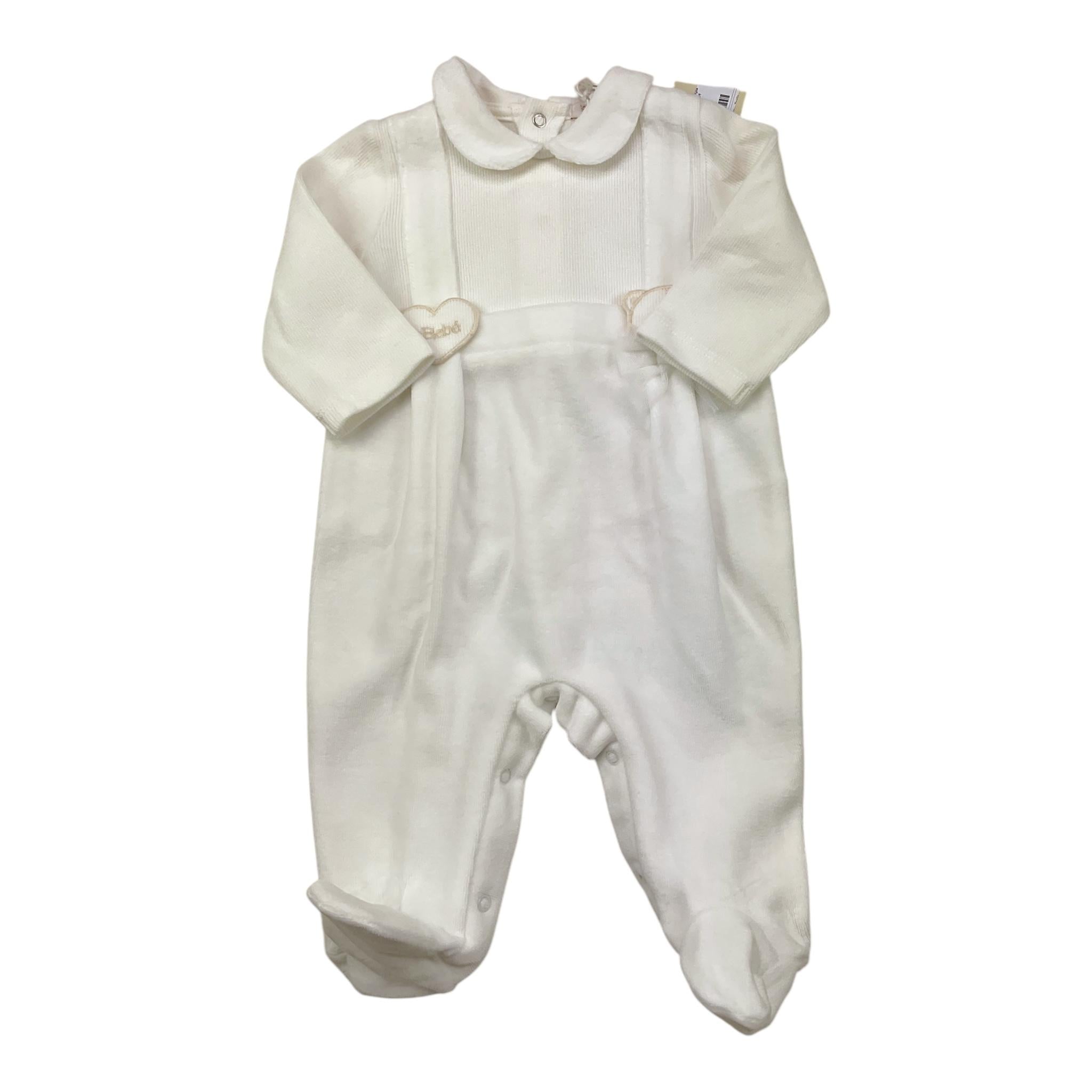 LE BEBE' tutina tinta unita con stampa Bianco per Neonata LBG5944 BIANCO LE BEBE' 