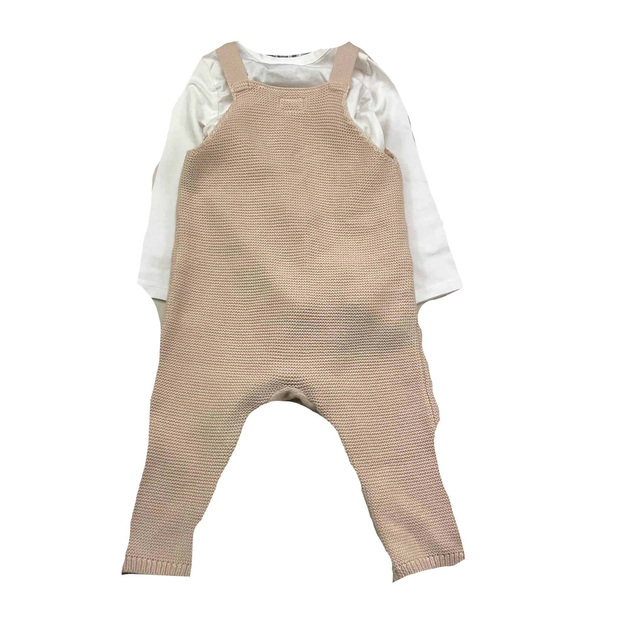 GUESS completo 2pz shirt-salopette bicolore Beige per Neonata P4YG12K6YW0 BEIGE GUESS 