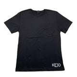 Kejo Einfarbiges T-Shirt mit Rundhalsausschnitt und Kontrastdruck in Schwarz für Jungen