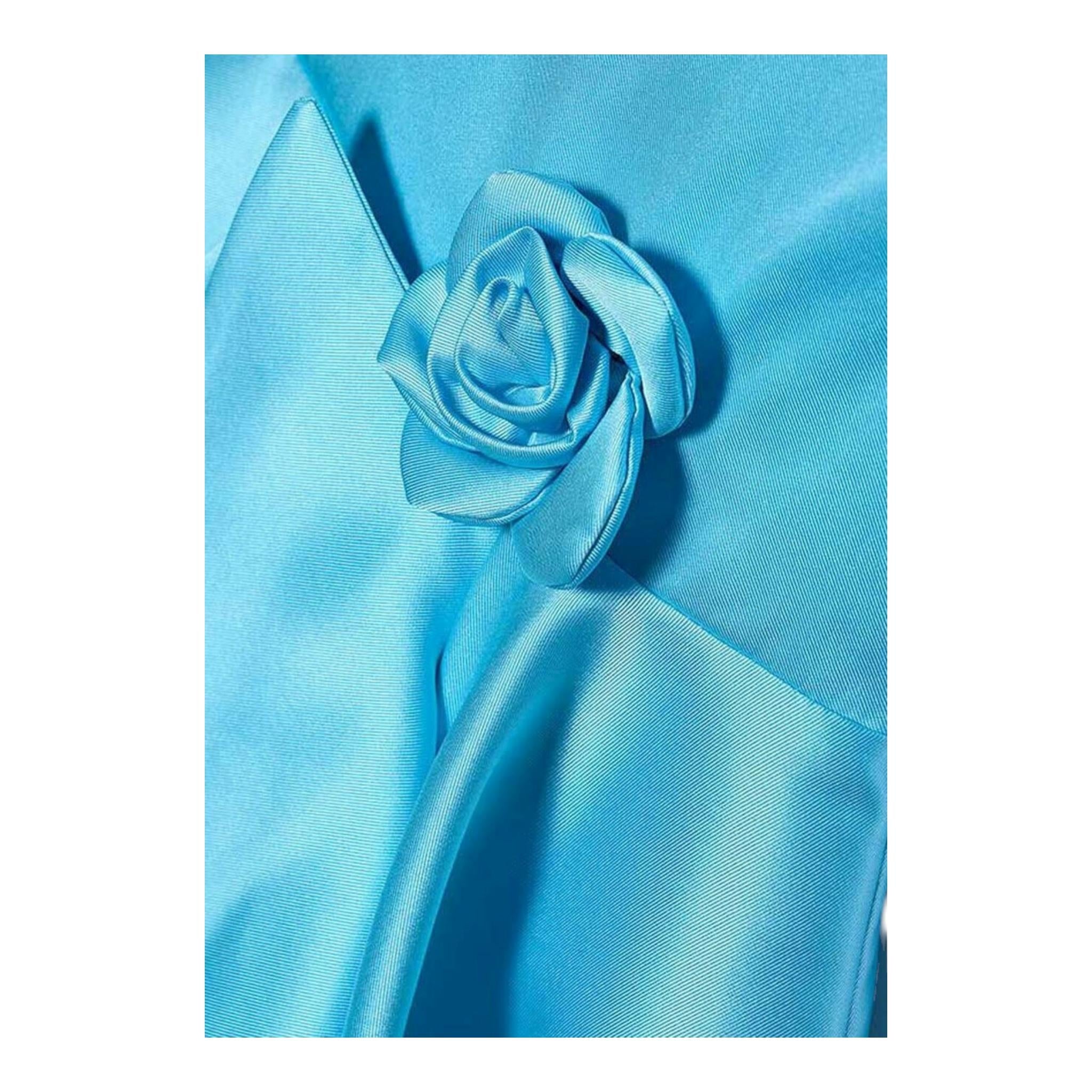 Abel & Lula Abito Giromanica Tinta Unita con Rosa per Bambina 5070 AZZURRO ABEL & LULA 