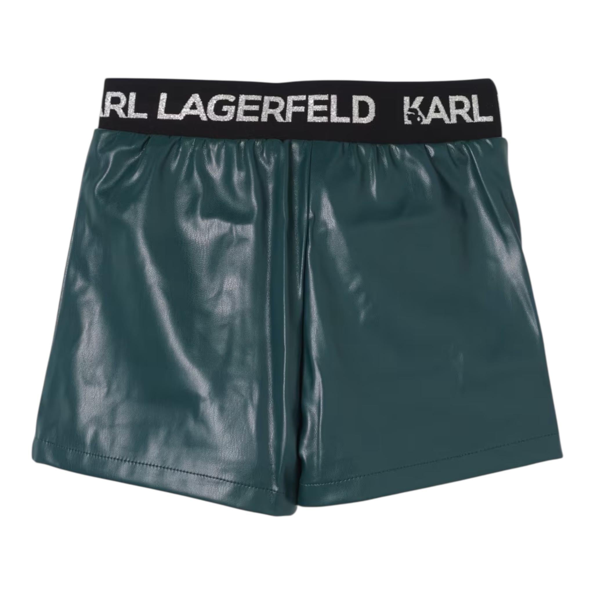 KARL LAGERFELD short tinta unita in ecopelle Verde per Neonata Z30197N VERDE KARL LAGERFELD 