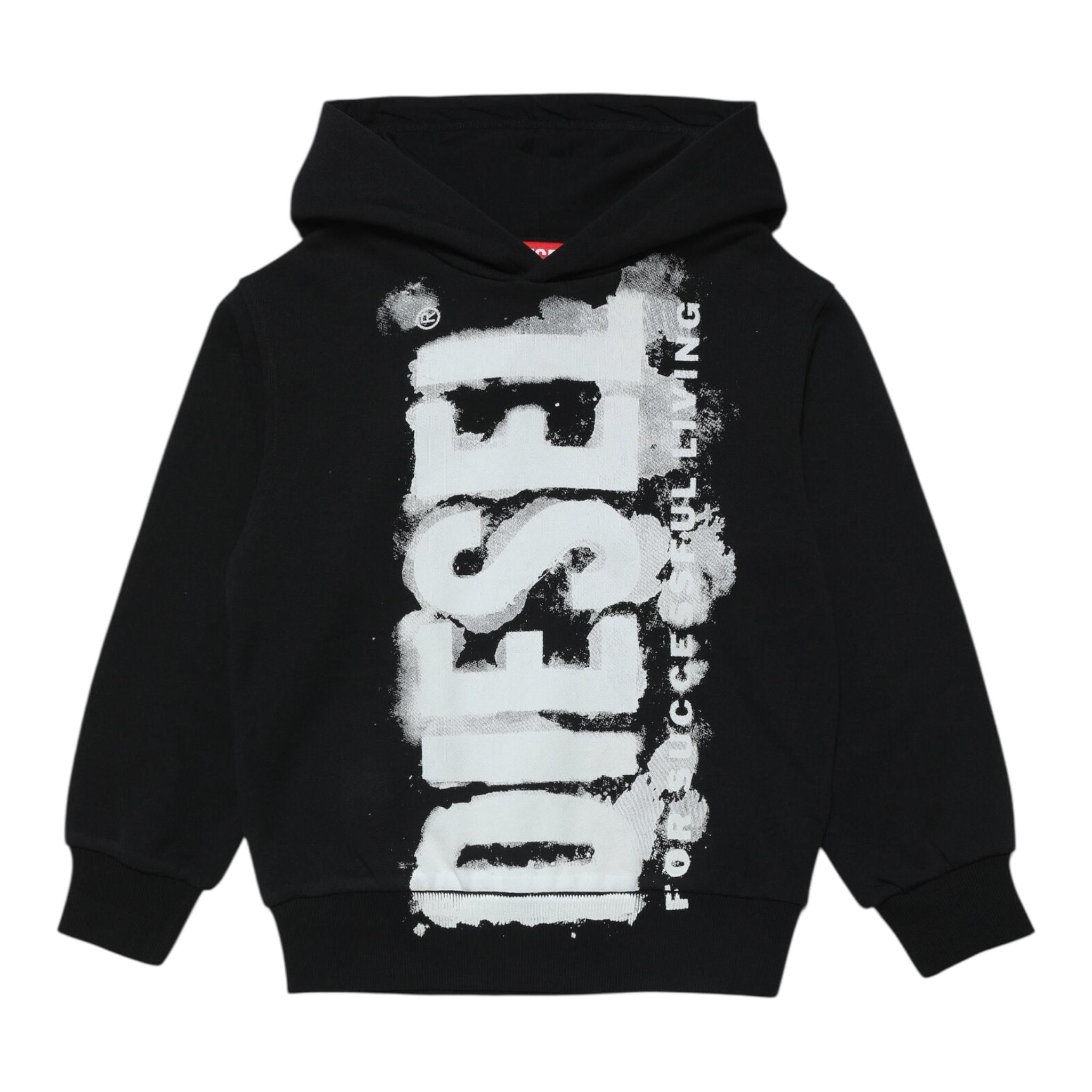 Diesel Felpa Chiusa con Cappuccio Tinta Unita con Logo per Bambino J01115 NERO DIESEL 