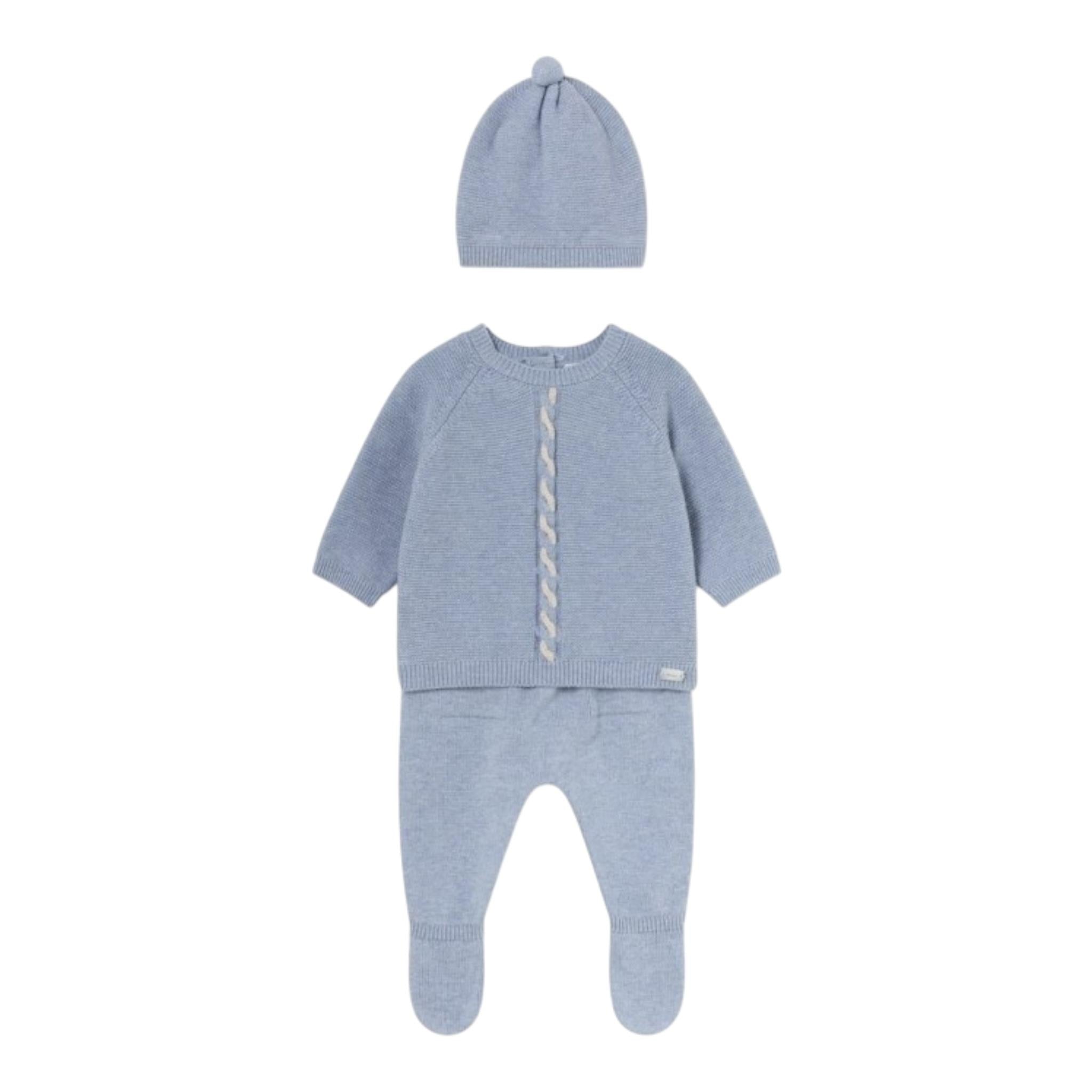 MAYORAL completo 3pz maglia-ghettina-cappello tinta unita Azzurro per Neonato 2511 AZZURRO MAYORAL 