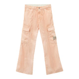 N°21 Pantalone Modello Cargo Tinta Unita Con Girovita Regolabile Rosa Per Bambina
