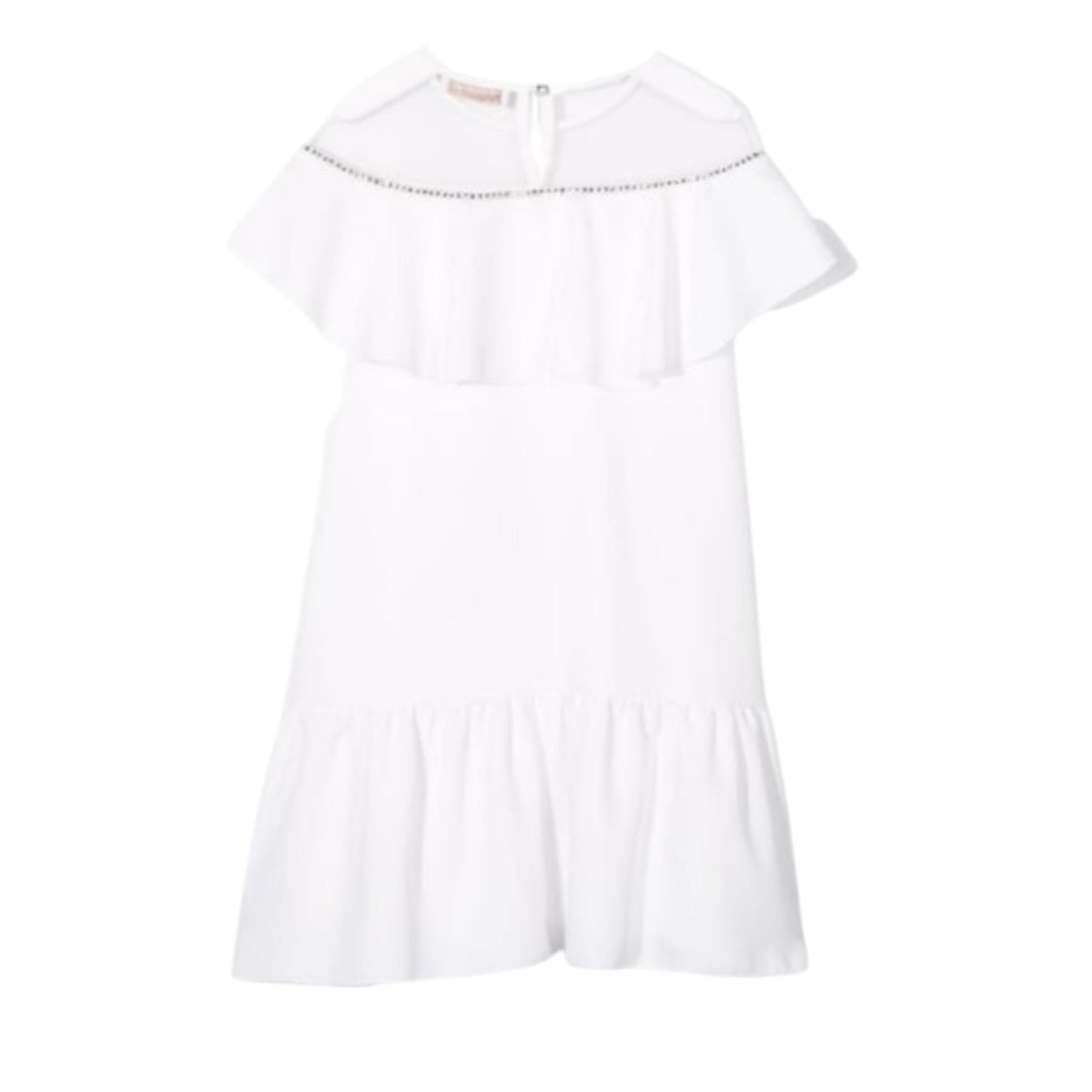 Monnalisa Abito Cerimonia Tinta Unita Mezza Manica per Bambina 719906 BIANCO MONNALISA 