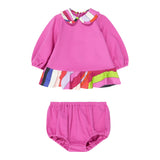 EMILIO PUCCI abito tinta unita con colletto Fuxia per Neonata PT1030 FUXIA EMILIO PUCCI 