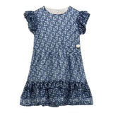 Guess Abito Tinta Unita Logato per Bambina K5RK13WA2T0 BLU GUESS 