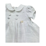 Le Bebe Abito Mezza Manica Tinta Unita con Ricami per Neonata LBG6384 BIANCO LE BEBE 