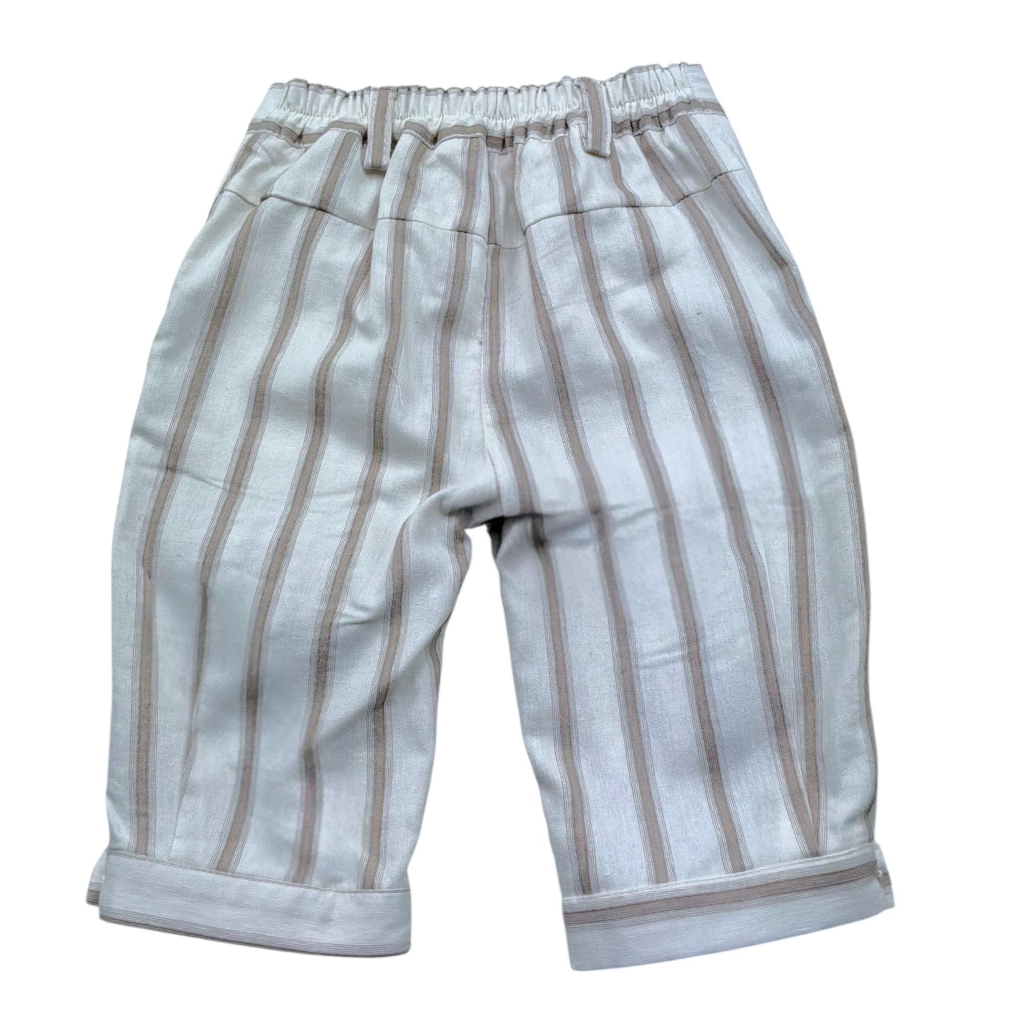 Manuel & Frank Pantalone Tinta Unita con Fantasia A Righe per Neonato MF1633IN PANNA MANUEL & FRANK 