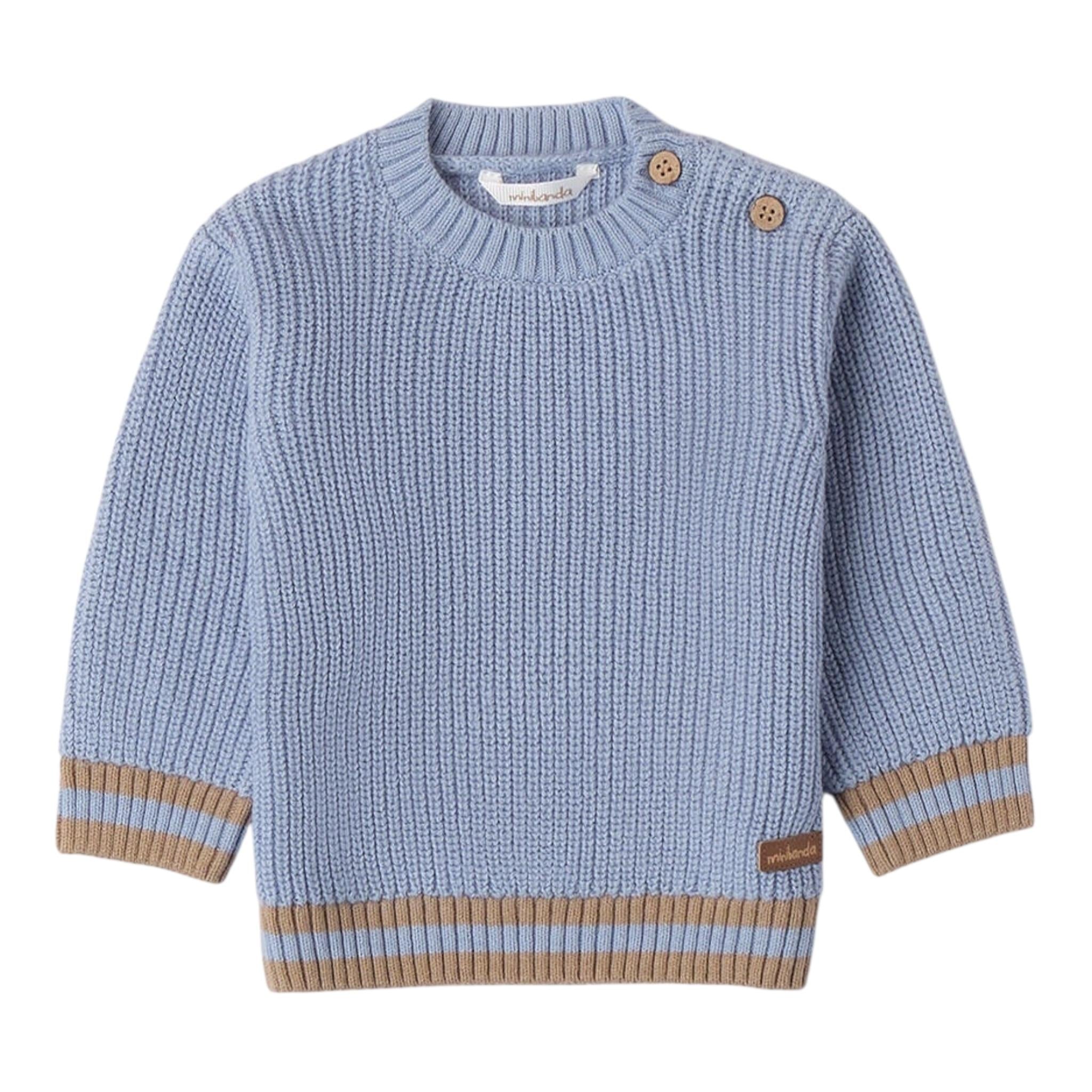 MINI BANDA maglia tinta unita con profili in contrasto Azzurro per Neonato 3A669X AZZURRO MINI BANDA 
