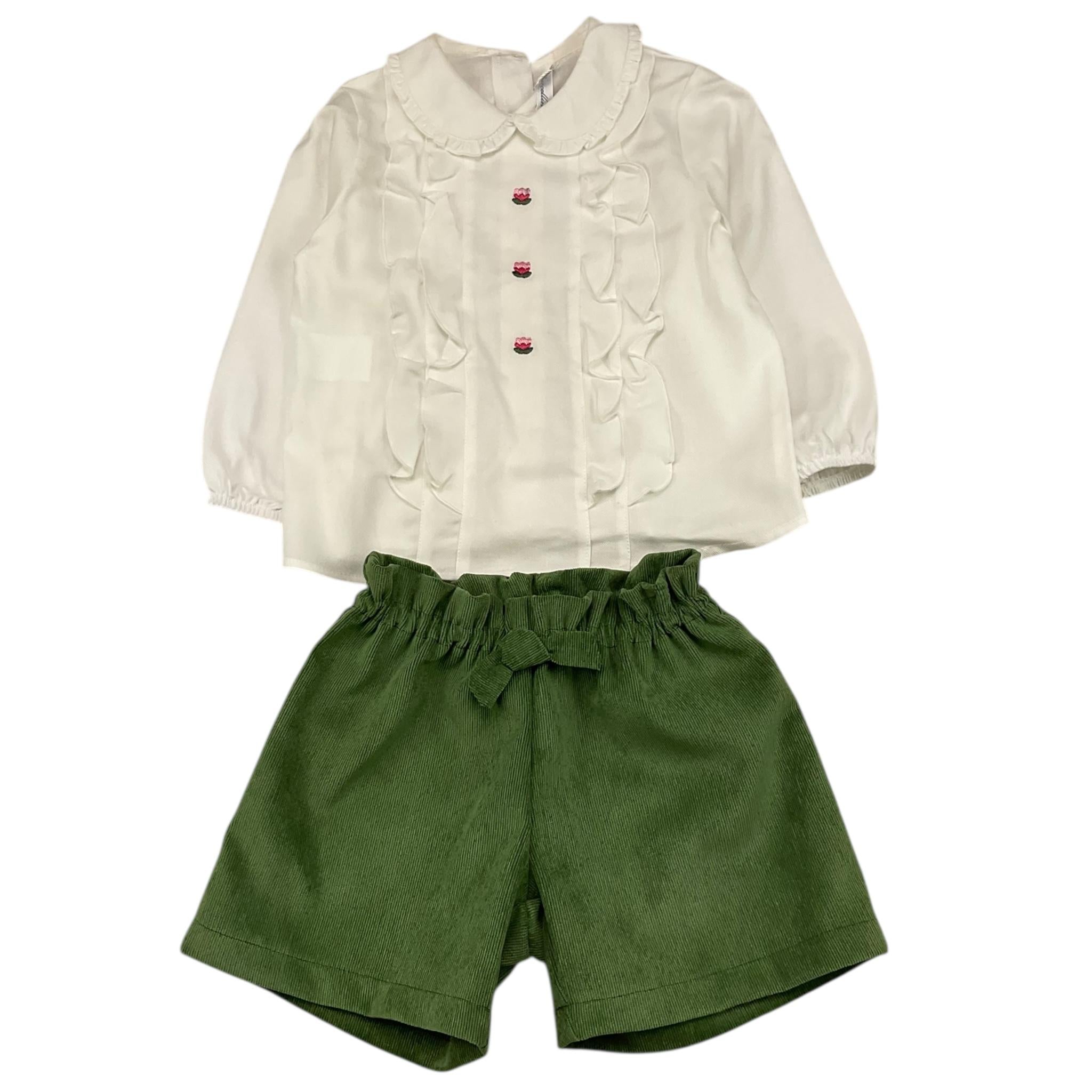 BARCELLINO completo 2 pezzi camicia-short Bianco/verde per Neonata 116007 BIANCO/VERDE BARCELLINO 