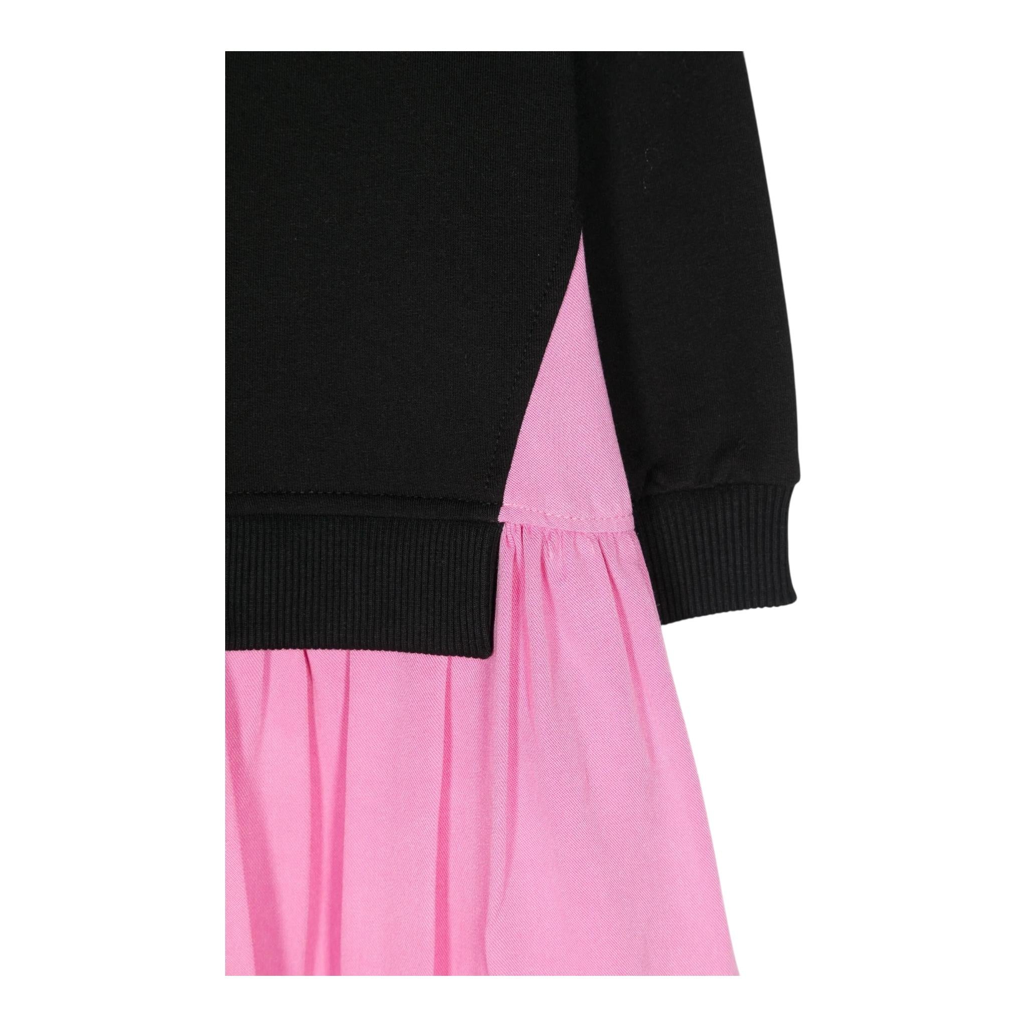 MONNALISA abito felpa girocollo tinta unita con fiori Nero per Bambina 19D918XJ NERO MONNALISA 