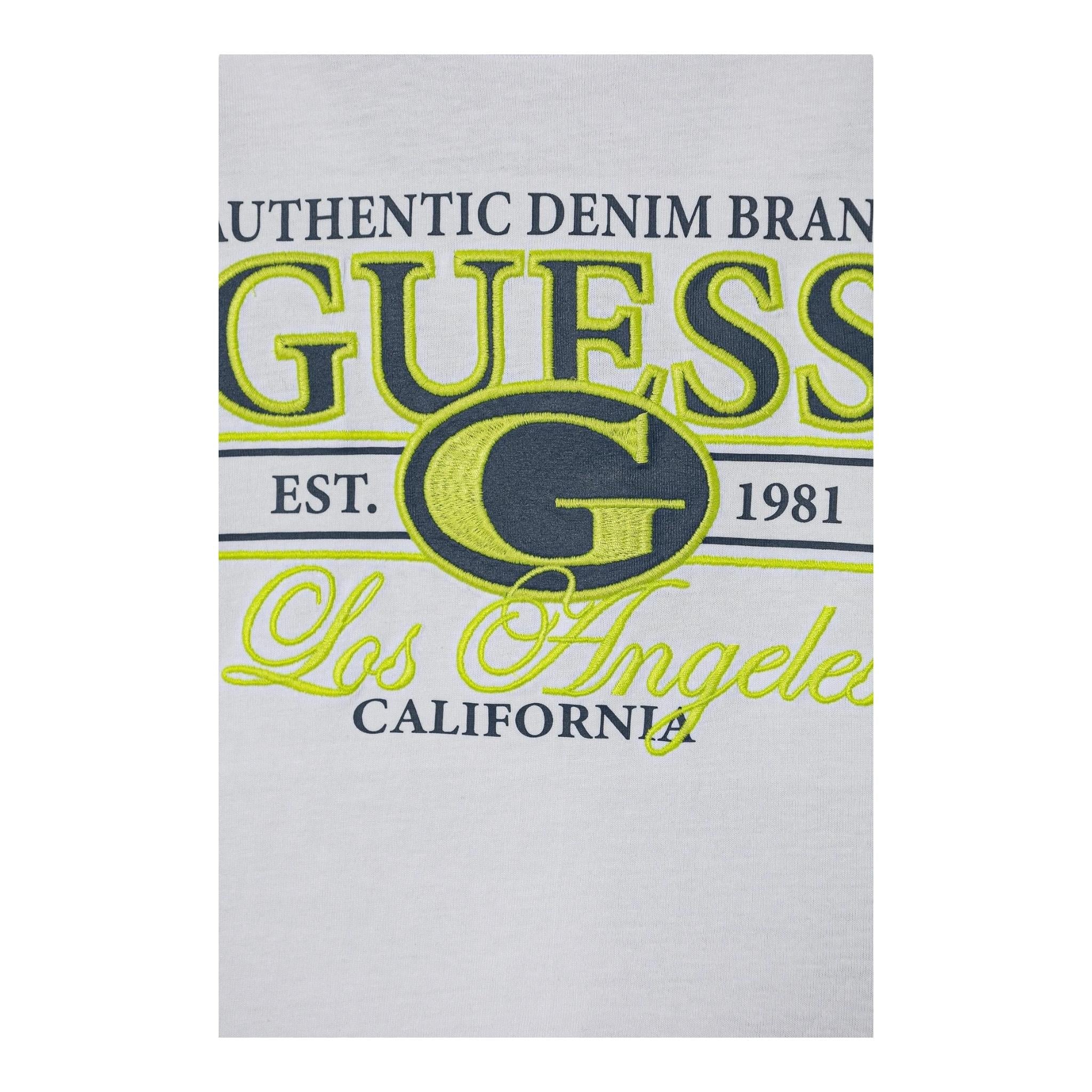 Guess T-Shirt Girocollo Tinta Unita con Stampe per Neonato N5RI23K8HM4 BIANCO GUESS 