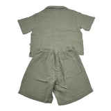 Teddy E Minou Completo 2 Pezzi Camicia-Bermuda Tinta Unita per Bambino E25CP075C6041X VERDE TEDDY E MINOU 