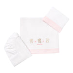 Monnalisa Set 3 Pezzi Lenzuola Tinta Unita con Stampa per Neonata 19680 BIANCO MONNALISA 