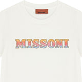 Missoni T-Shirt Girocollo Tinta Unita con Stampa per Bambina MV8B01 BIANCO MISSONI 