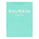 Balmain Felpa Tinta Unita Girocollo con Logo per Bambina BW4A70 VERDE ACQUA BALMAIN 