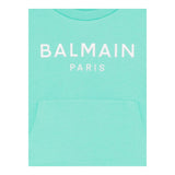 Balmain Felpa Tinta Unita Girocollo con Logo per Bambina BW4A70 VERDE ACQUA BALMAIN 